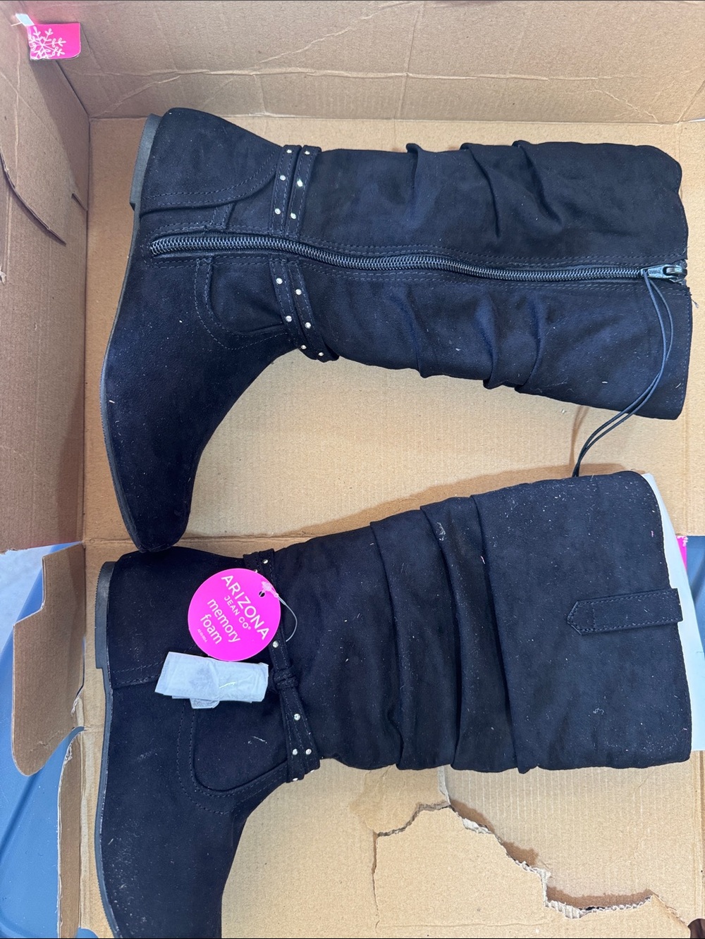 Arizona Jean Company Black Mid-Calf Stud-Accent Suede Boots